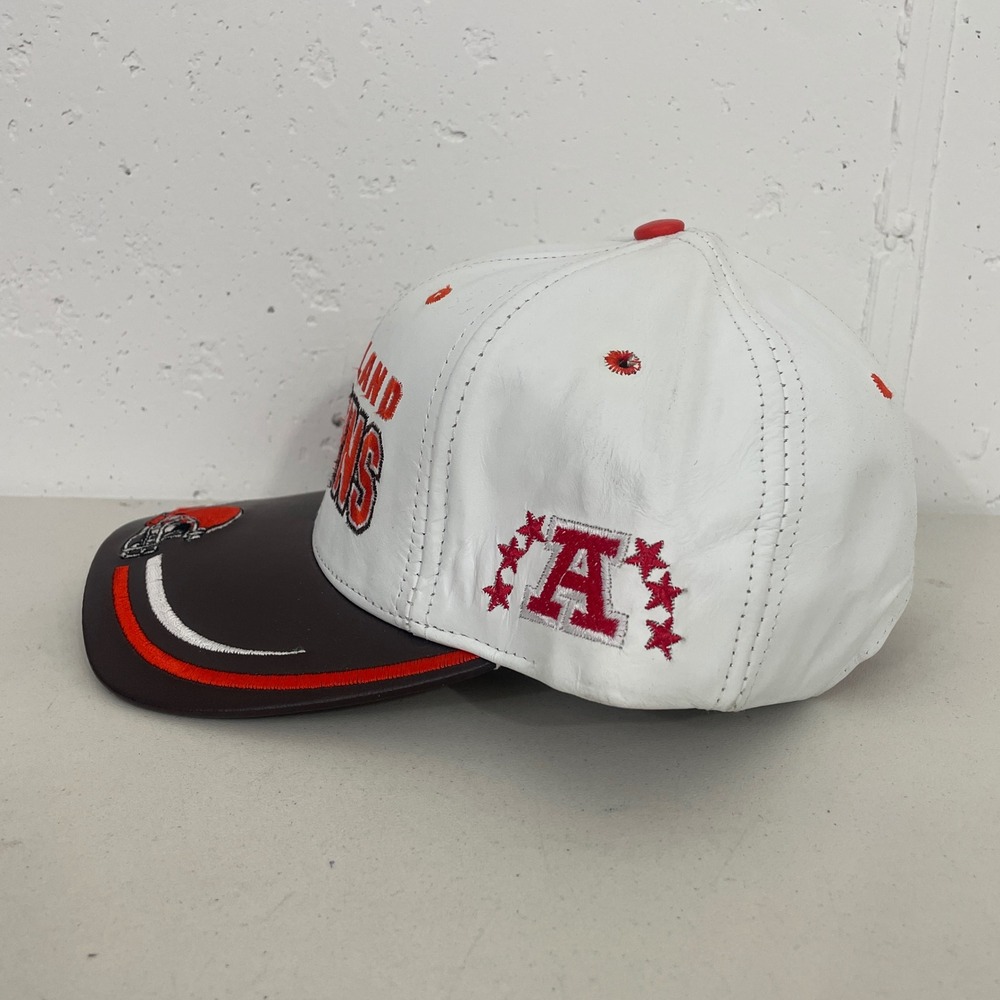 VTG Reebok Cleveland Browns Leather Hook & Loop Hat Cap Helmet NFL Made in USA - Picture 3 of 7